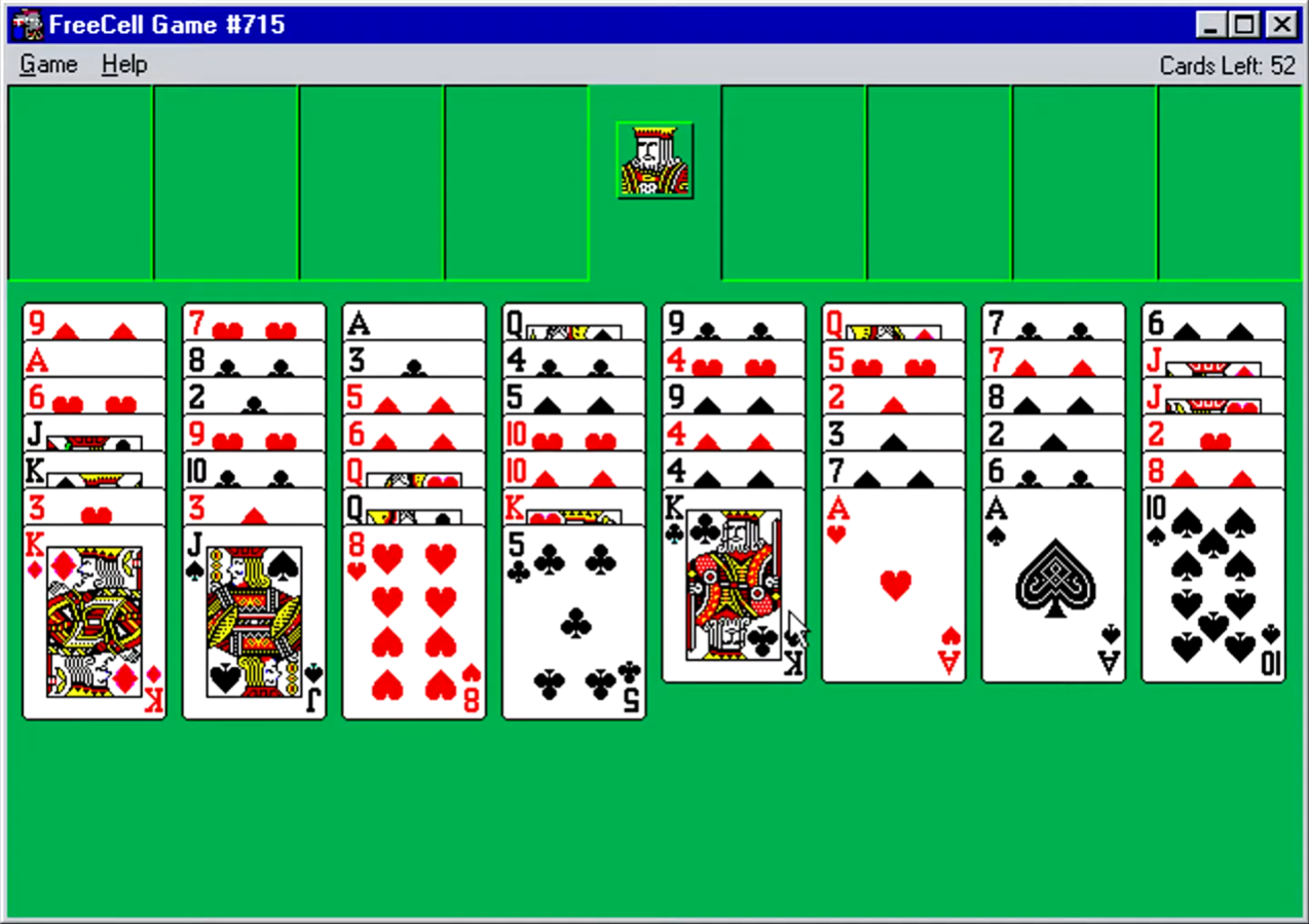 a freecell game layout